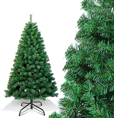 Gimisgu künstliche Weihnachtsbaum, 150cm PVC Künstlicher Christbaum mit 350 Spitzen, Einfacher Aufbau inkl. Metallständer, Schwer Entflammbar, Weihnachtsdeko Dekorieren (Grün)
