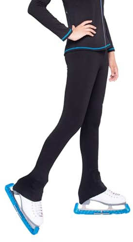 Girls Figure Skating Pants High Waist Leggings Skate Training Clothes for Kids Teens Black, black, 6-7 Years
