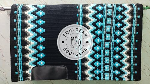 EQUIGEAR Western Show Horse Satteldecke aus neuseeländischer Wolle, Western-Design, handgefertigte Satteldecke, Wollpolster, Sensor Flex (Anpassung möglich), WW63 (34x32)
