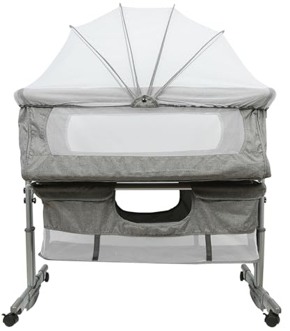 homewell Cododo Babywiege, tragbar, höhenverstellbar, 3-in-1-Babybett, mit Aufbewahrungstasche, Rollen und Moskitonetz