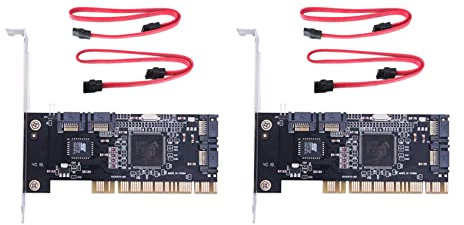Fegtrty 2 set 4 Ports PCI SATA Raid Controller Internal Expansion Card with Two Sata Cables