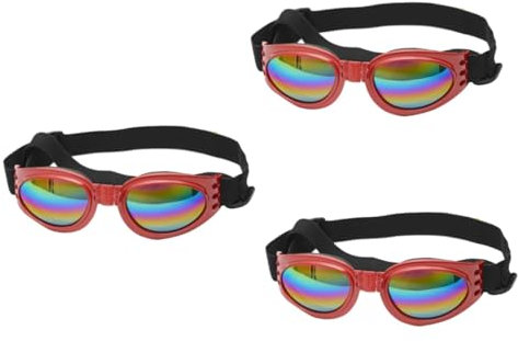 Kisangel 3stücke Pet Sonnenbrille Mit Uv-Schutz Faltbare Hundeschutzbrille Rot Verstellbare Kopf Und Kinnriemen Für Optimalen