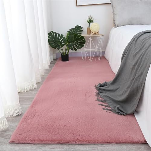 Guetto Hochflor Teppich Wohnzimmer Kunstfell Super Softes Kaninchenfell Imitat, Luxus Super Soft Fellteppich Plush,Pink b,200x200 cm