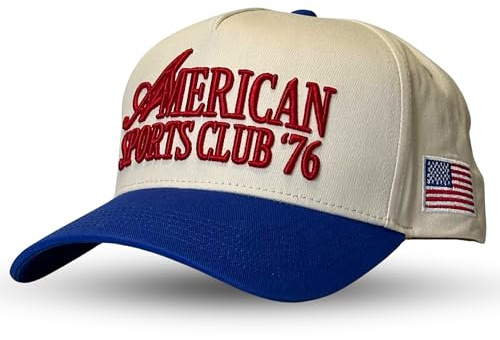 Vintage Sport Trucker Hat | Men & Women | Trendy Pickleball Golf Hats Men | American Country Western Cute Cowgirl Caps | Retro Baseball Cotton | Snapback (American Sports Club | Blue)