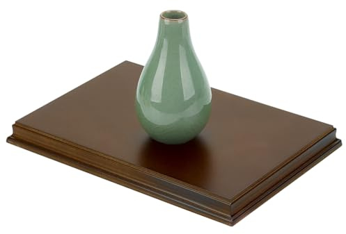 FINGERINSPIRE Rechteckiger Holzständersockel In Kokosnussbraun 15x22x1.8 cm Großer Holzsockel Mit Karnieskante Holzsockel Zur Präsentation von Edelsteinen Und Schmuck Holzsockel Zur Präsentation