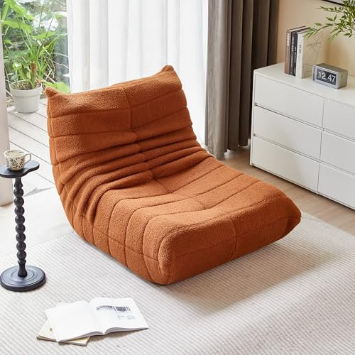 okwish Sitzsack Sofa Bodensofa, Bodenstuhl mit Rückenlehne, Lesesessel Bequem XXL, Lazy Sofa, Bean Bag Chair für Schlafzimmer Wohnzimmer, Liegesessel Orange