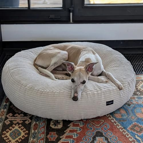 EDEL&SCHNELL Hundebett Wechselbezug in hellem Beige, Ersatzbezug für runde Hundebetten 125 cm, Bezug aus weichem Baumwoll-Cord-Stoff