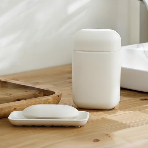 PAVSTINE Seifendose Reise Wasserdicht mit Ablaufsieb, Seifenschale Dusche Kunststoff mit Deckel, Seifenbox Wasserdicht Klein, Soap Box Rund für Reisen, Badezimmer, Camping, Weiß