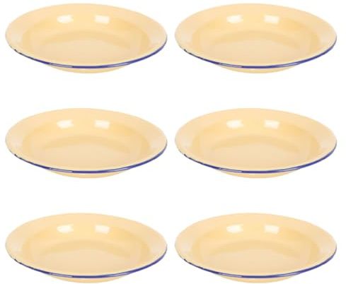 ABOOFAN Vintage Enamel Plates 5.51 Inch Round Enamelware Dinner Plates with Rim Set of 6 for Camping Picnic Salad Serving Fruit Snack Dishes