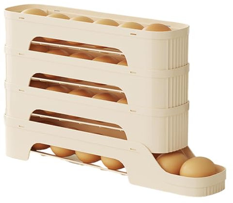Rolling Eggs Container, Removable Egg Storage Rack, Egg Holder For Fridge, Fridge Egg Holder, Egg Fridge Organizer, Rolling Slide Egg Storage Box Refrigerator Side Door Egg Box Home Automatic Filling