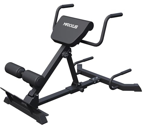 MAXXUS Panca Romana - 7in1, Pieghevole, Regolabile, Imbottitura Spessa, Acciaio, Max 150 kg, Nero - Attrezzi per Addominali a Casa, Panca Lombari, Schiena, Hyperextension, Allenamento a Casa
