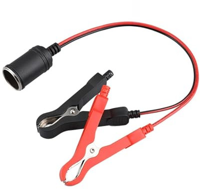 NOLOWY Great Extension Cord Plug Socket 12V 24V with Battery Clamp,Battery Clip-On Car Adapter