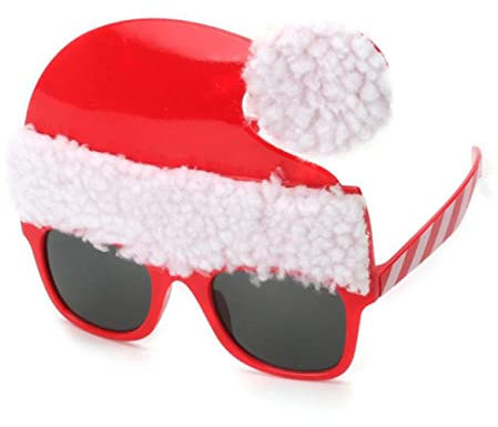 DEARMAMY Weihnachtliche Partybrille Im Roten Weihnachtsmützen Design Lustige Weihnachtsbrillen Für Fotos Kostüme Und Partys Kreative Deko Für Erwachsene Und