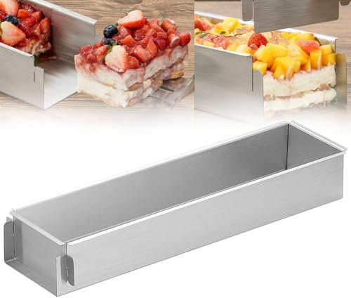 BESTXH Without Lid,30cm 1pcs, Molde Rectangular De Aluminio para Tiramisú, Molde Rectangular para Pasteles, Molde Rectangular para Pasteles con Marco ExtraíBle, Moldes Antiadherentes