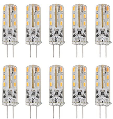 Cufaee 10pcs 12v G4 LED Bulb, bulbi a pin Bi da 3000k bianchi da 110 km caldi, lampadina alogena sostituzione del cortile di illuminazione del gabinetto