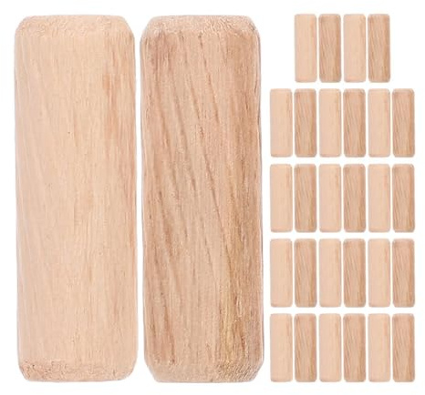 JECOMPRIS 300 clavijas de madera para manualidades: clavijas de madera natural sin terminar con ranuras, clavijas redondas de madera para ensamblaje de muebles, proyectos de carpintería y bricolaje.