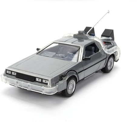 Jada Delorean Ritorno al Futuro Scala 1:24, Edizione Argento, 40 Anniversario, Auto in metallo con luce e Porte a battente, Scatola da collezione, Licenza Ufficiale (9336849314R00)