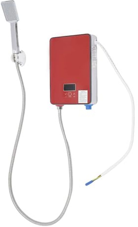 6500W Mini Durchlauferhitzer Dusche, 220V elektrische Warmwasserbereiter Dusche Set mit Duschdüse und Auslassrohr, mit LED Temperaturanzeige und Duschset, für Waschtisch Dusche Oder Badewanne