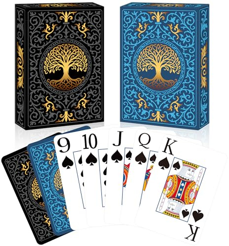 Aomaic Playing Cards 2 Pack Deck of Cards Large Print Playing Cards Easy to Shuffle Premium Poker Cards for Card Games Family Game Night Table Magic Casino Theme Party Supplies