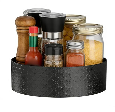 Estante giratorio para condimentos, bandeja giratoria para condimentos, organizador de botellas de despensa con divisor, tocadiscos de almacenamiento de cocina para armarios de refrigerador, estante