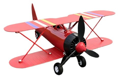 Flugzeug-Wetterfahne – Vintage Doppeldecker-Windspinner aus Metall mit 96 cm Pfosten | Gartenwindrichtungsanzeiger, Außendekoration für Rasen, Terrasse, Dach, Terrasse, Bauernhof, Hof, Landschaft