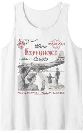 Pan Am When Experience Counts Vintage Airplane Photo Tank Top