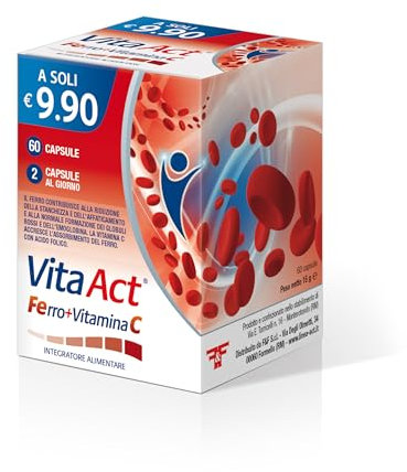 Vita Act Ferro + Vitamina C, Integratore Alimentare a base di Ferro, Confezione da 60 capsule