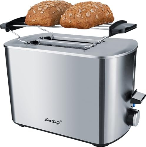 Steba Doppel-Schlitztoaster, Anti-Fingerprint Edelstahlgehäuse, 7 Bräunungsstufen einstellbar, Toasten, Auftauen, Aufwärmen, Stoppen, 850 Watt