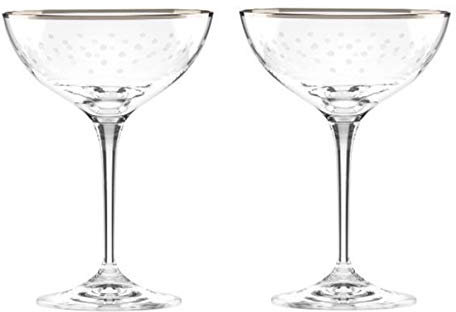 Kate Spade New York Sadie Street Crystal Champagne Saucers Set Of 2 Glasses by Lenox