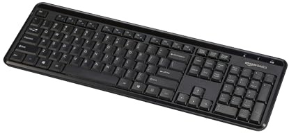 Amazon Basics Modern Wireless Keyboard with Numeric Keypad, Easy Setup, Plug-and-Play, Compact US Layout (QWERTY), 2.4GHz, Black