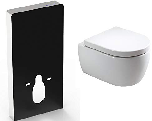 WC-Komplettpaket 35: NT2039 Weiß mit Soft-Close Sitz & Sanitärmodul 805S Schwarz