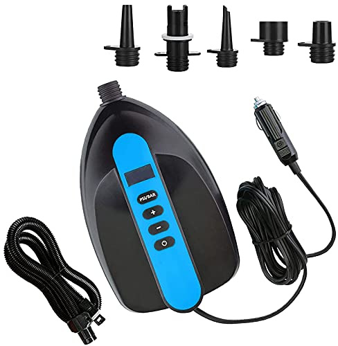 Ruitx Elektrisk pump, 16 psi-Sup pump, multifunktionell elektrisk pump intelligent automatisk avstängningsfunktion 12 v för uppblåsbar sup & paddelbräda, uppblåsbara brädor, paddelbräda (blå)