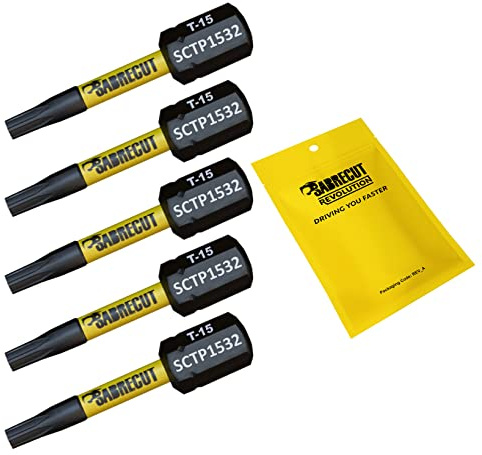 5 x SabreCut SCTP1532_5 32mm T15 TX15 Torx Inviolable Sécurité Tournevis à Impact Magnétique Embouts de Tournevis Heavy Duty Compatible avec Dewalt Milwaukee Bosch Makita et plus