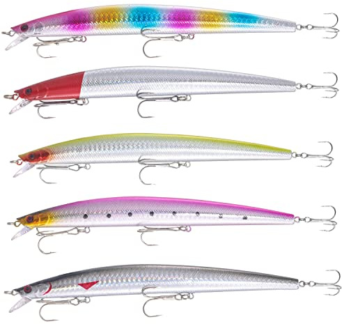 TUXIBIN Set med 18 cm stora fiskedrag för öring, gädda, abborre och gädda