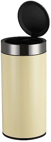 Ribelli Poubelle en acier inoxydable - Poubelle avec capteur - Ouverture et fermeture automatiques - Seau intérieur pour sacs poubelle - Couvercle amovible - Avec indicateur de fonction LED - Amande