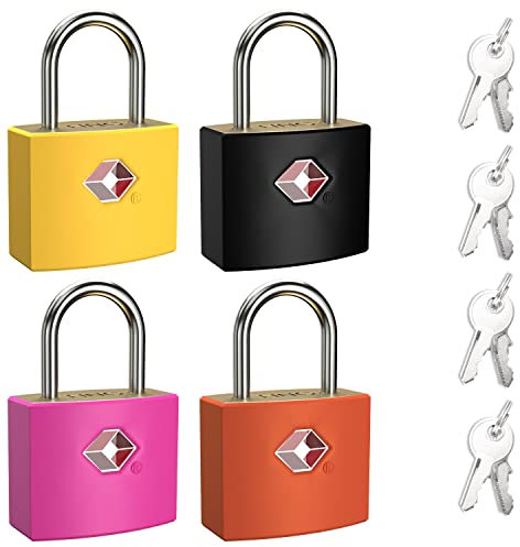 Diyife 4 Stück TSA Gepäckschlösser mit 8 Schlüsseln, [Wasserdicht] Mini Kofferschloss Schlüsselschloss Sicherheitsschloss Reiseschloss für Gepäck, Tasche, Werkzeugkasten(Schwarz+Gelb+Rosa+Orange)