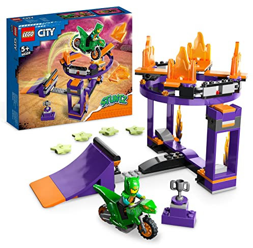 LEGO City Stuntz 60359 Sturzflug-Challenge 2in1 Action-Set mit selbstfahrendem Dinosaurier-Motorrad-Spielzeug und Stunt Rider, Geburtstagsgeschenk für Kinder, Jungen, Mädchen ab 5 Jahre
