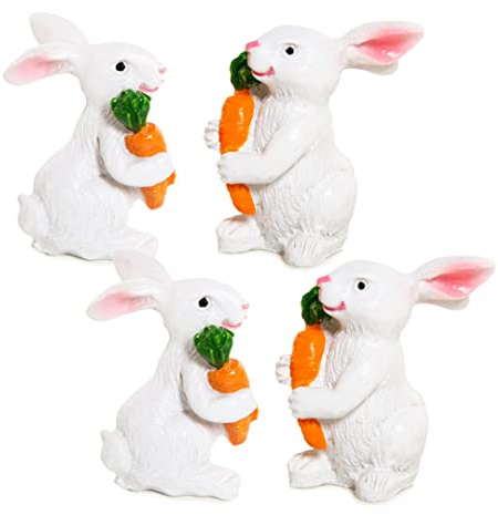 Logbuch-Verlag 4 minikaniner med morot vit orange I liten påskhare påskdekoration present kunder medarbetare 3,5 cm