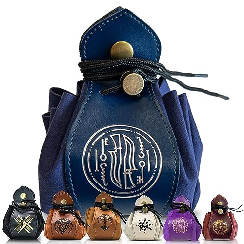Guilt Free Gaming Genuine Leather RPG Bag | Foil Stamped | Holds 70 Dice | Great for Coins | Timeless Style | Great for DMs and Players