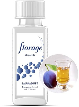 Florage 100ml Saunaaufguss SLIBOWITZ - 50 Jahre Erfahrung als deutsche Duftmanufaktur, hochergiebiges Aufgussmittel für die Sauna, viele Aufguss Düfte, vegan und ohne Tierversuche, auch als Set