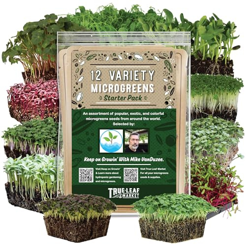 12 Variety Pack Microgreens Seeds Kit - Broccoli Seed for Sprouting Plus Purple Radish, Beet, Sunflower Microgreens, Peas, Shiso, Cilantro, Beet, Pak Choi, Korean Shiso, Cress & More