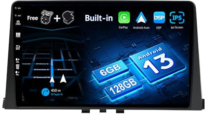 BXLIYER - 6G + 128G – Android 12 IPS bilradio passar Citroen Berlingo (2008–2019) – Trådlös CarPlay/Android Auto/DSP – LED-kamera och MIC – 9 tum 2 Din – DAB rattkontroll Fast Boot 360-kamera