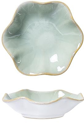 Ceramic Spoon Rest 2pcs,Tea Bag Holder Dish,Flower Shape Spoon Holder Kitchen,Sauce Dishes,Sushi Soy Dipping Bowl,Coffee Station Decor Coffee Accessories New Home Gifts Home Decor (Green)