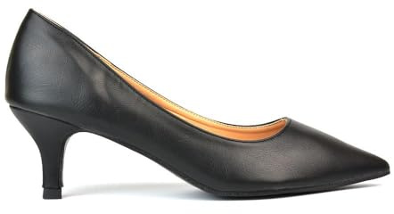 ESSEX GLAM Womens Kitten Heel Court Shoes Ladies Pointed Toe Low Heel Formal Evening Pumps Shoes 3-8
