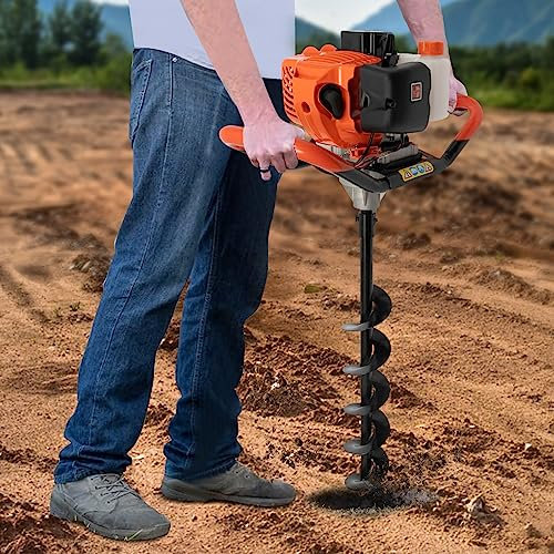 Aohuada Tarière à essence 52 CC - Avec 3 forets de 100, 150, 200 mm de diamètre - Pour perceuse à moteur 2 temps