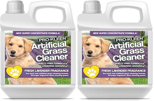 Pro-Kleen Artificial Grass Cleaner for Dogs and Pet Friendly Cruelty Free Disinfectant with Deodoriser 4 in 1 (10:1 Super Concentrate Makes 10 Litres) (1 Litre (Lavender)) (Pack of 2)