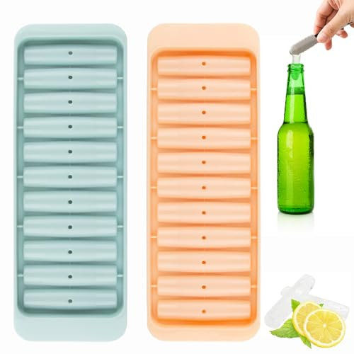 XiXiRan Molde Barra Hielo Juego de 2, Bandeja de Hielo Apilables Sin Bpa, Fácil Desmoldar Molde Barra Hielo,Reutilizable para Cubitos de Hielo,Azul y Rosa
