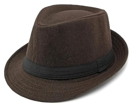 FULUJIDI Fedora Trilby Filzhut Hut Frühling Sommer Herren Hüte Jazz Hut Eimer Bowler Hüte Frauen Schwarzer Hut Hochzeits Mütze Braun