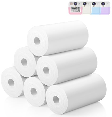 Instant-Druck-Kamera-Papier für Kinder - 6-Roll-Therm-Druck-Stift-Stiftset für Kinderkameras, Kernloses Thermopapier, kompatibel mit Thermodruckern
