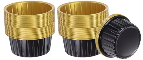QUARKZMAN Coppe Cupcake Nere e Dorate, 100pz Pirottini Standard Cupcake Foglio Alluminio 5 Once, Pirottini Cupcake Usa e Getta per Dessert, Forniture Feste, Decorazioni Matrimoni
